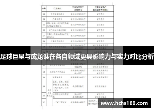 足球巨星与成龙谁在各自领域更具影响力与实力对比分析